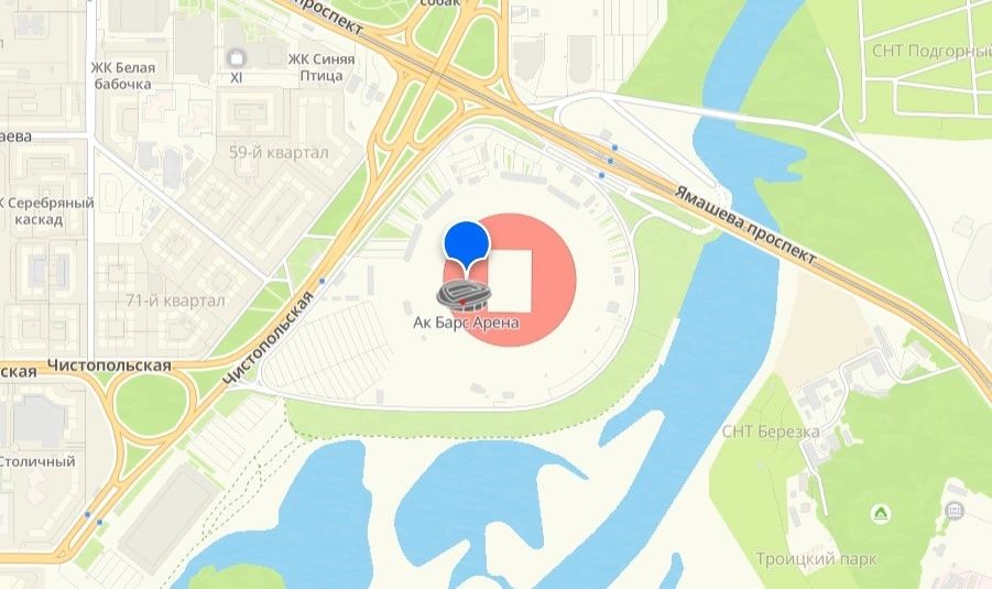 Карта, с указанием месторасположения "Фестиваль «Новая волна» 2026"